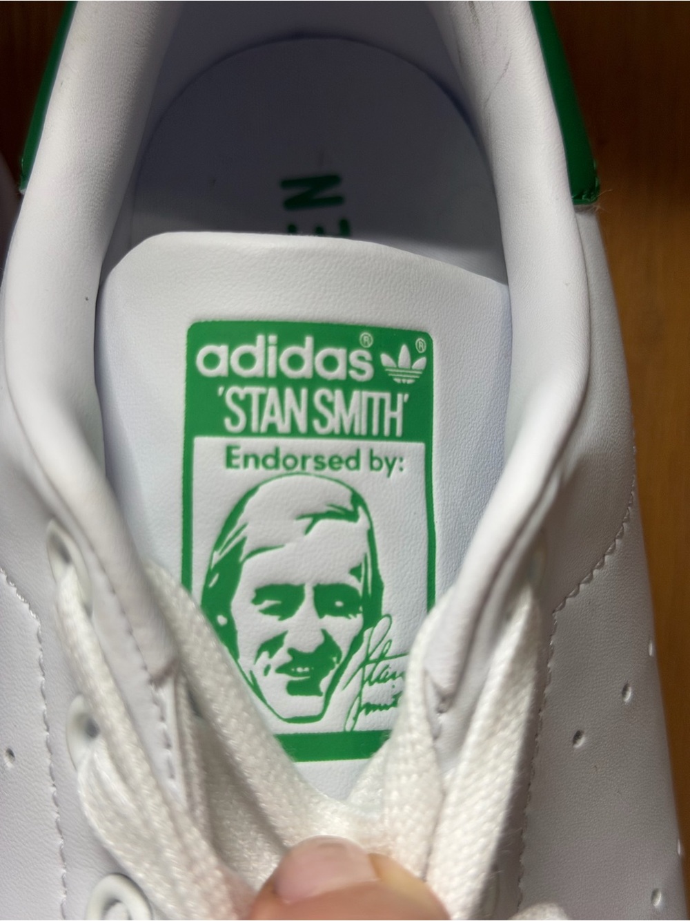 adidas White Sneakers with Green Heel Tab - Stan Smith Style 10 - Picture 4 of 8